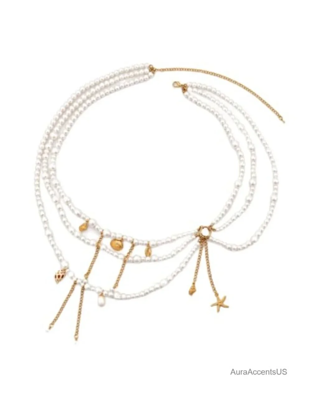 Multi-layered Pearl Waist Chain Belt, Adjustable Summer Beach Jewelry